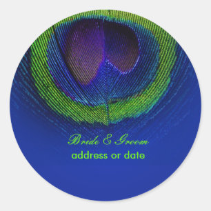 Sticker Rond PixDezines Peacock Feather/do-it-yourself couleur 
