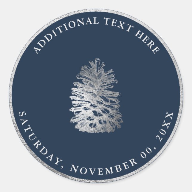 Sticker Rond PixDezines PINECONE FAUX SILVER|do-it-yourself ARR (Devant)