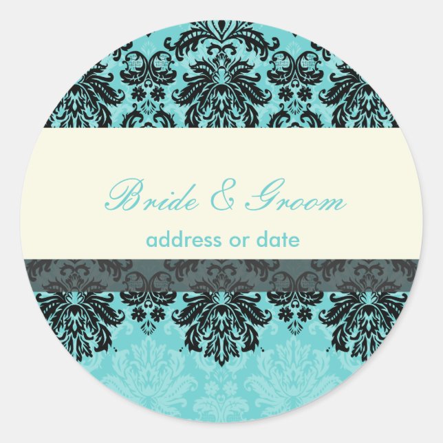 Sticker Rond PixDezines Piqué Damask, velours aqua (Devant)