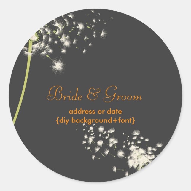 Sticker Rond PixDezines pissenlit/couleur de fond diy (Devant)
