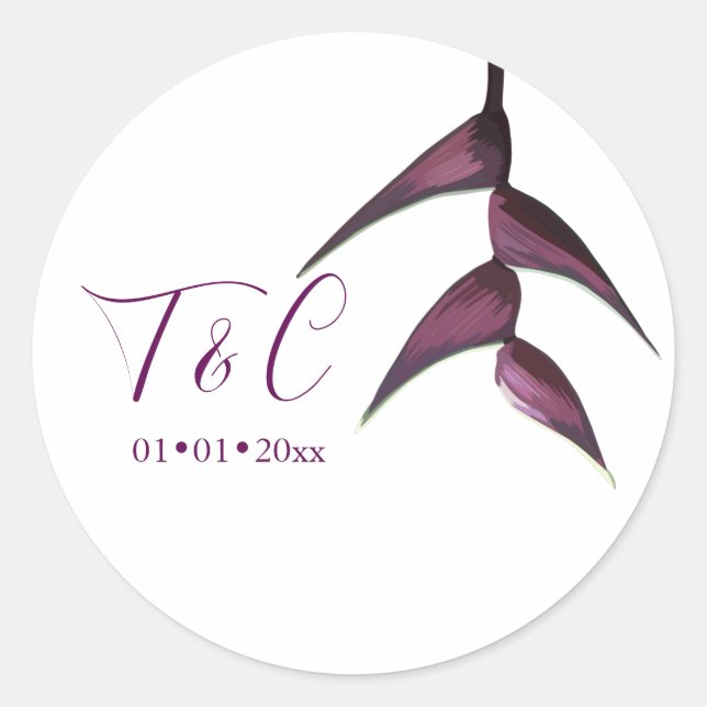 Sticker Rond PixDezines Plum minimaliste / Heliconia violette f (Devant)