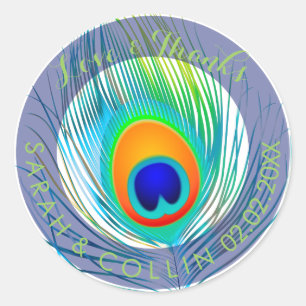 Sticker Rond PixDezines plumes de paon