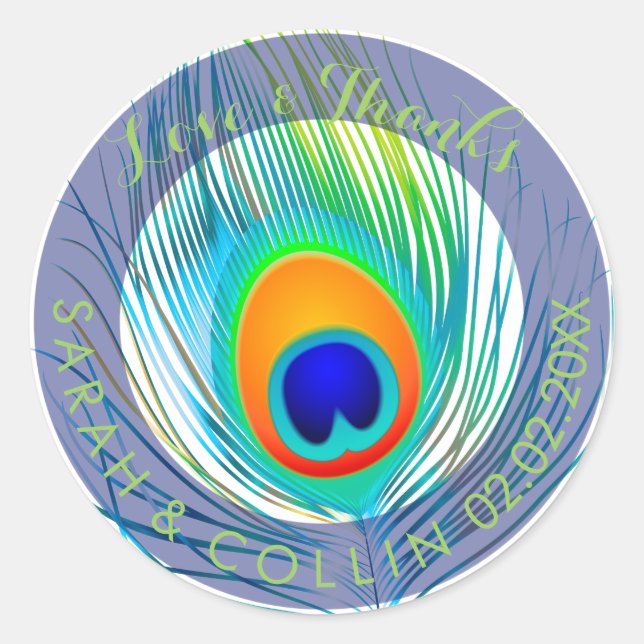 Sticker Rond PixDezines plumes de paon (Devant)