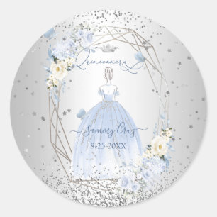 Sticker Rond PixDezines Quinceanera H2 Fleurs Dusty Blue Roses