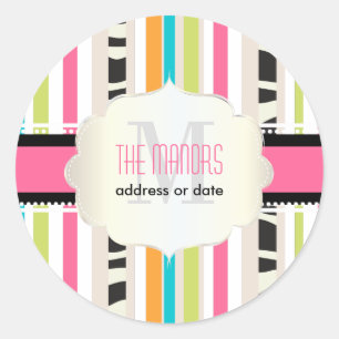 Sticker Rond PixDezines rayures/Noël/DIY couleurs
