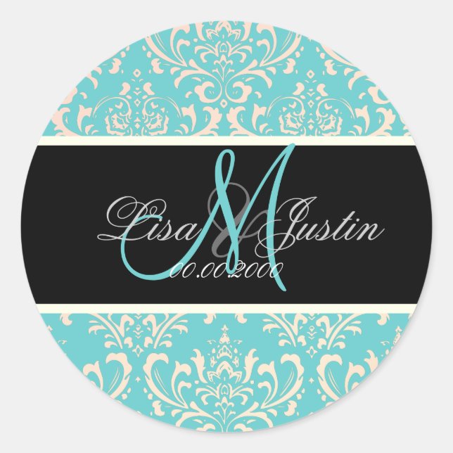 Sticker Rond PixDezines Rossi Damask, couleur personnalisée! !  (Devant)