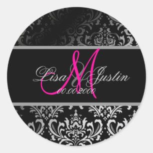 Sticker Rond PixDezines Rossi Damask, couleur personnalisée! ! 
