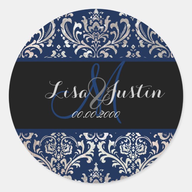 Sticker Rond PixDezines Rossi Damask, monogramme/do-it-yourself (Devant)