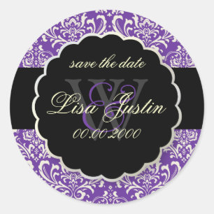 Sticker Rond PixDezines Rossi Damask/Purple