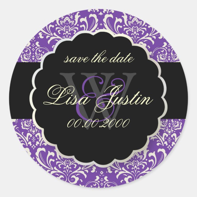 Sticker Rond PixDezines Rossi Damask/Purple (Devant)