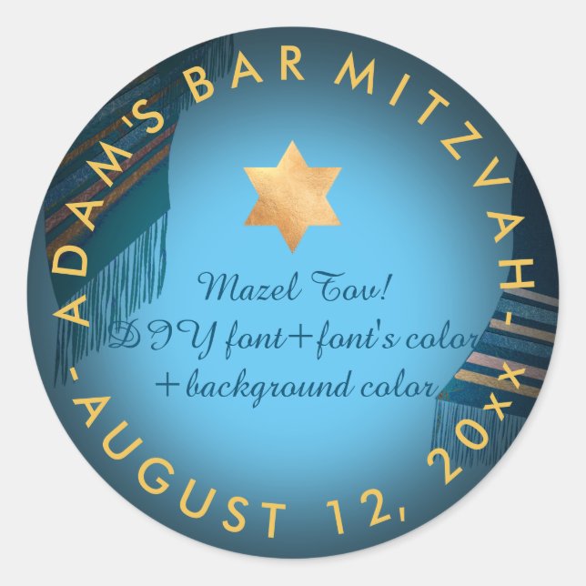 Sticker Rond PixDezines Tallit Bar Mitzvah/do-it-yourself coule (Devant)