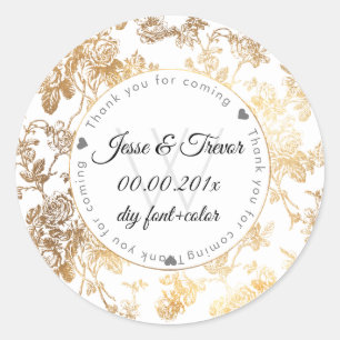 Sticker Rond PixDezines Toile/Faux Roses d'or