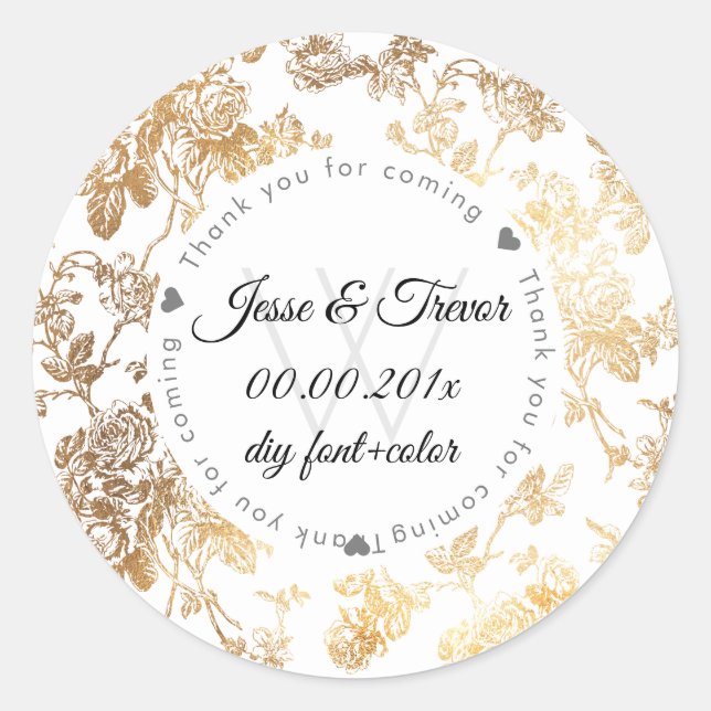 Sticker Rond PixDezines Toile/Faux Roses d'or (Devant)
