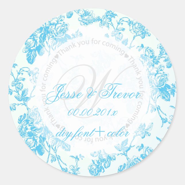 Sticker Rond PixDezines toile vintage/bleu aqua (Devant)