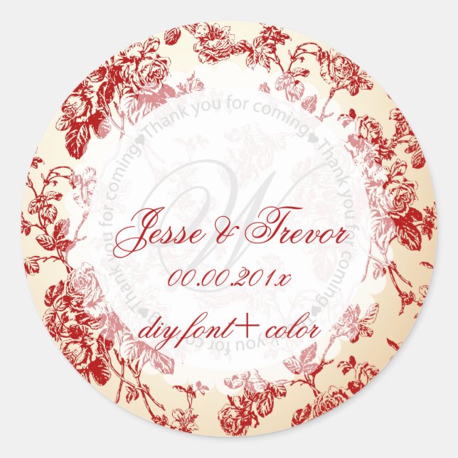 Sticker Rond PixDezines toile vintage/rouge (Devant)