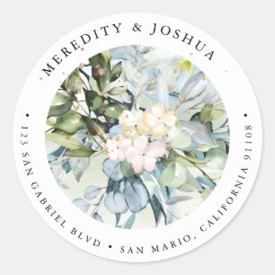 Sticker Rond PixDezines Verdure, Sage Green Blue Gum Foliage