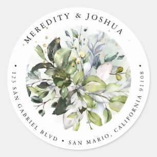 Sticker Rond PixDezines Verdure, Sage Green Silver Foliage