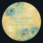 Sticker Rond PixDezines VINTAGE FAUX OR PEACOCK FEATHER<br><div class="desc">PixDezines do-it-yourself plumes de paon doré en bleu aqua cobalt et accent d'or faux avec des tourbillons de ligree sur faux parchemin. Tous les éléments sont modifiables. do-it-yourself couleur,  garniture,  polices et couleurs arrière - plans. Copyright © 2008-2016 PixDezines.com™ et PixDezines™ sur zazzle.com. Tous droits réservés.</div>