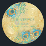 Sticker Rond PixDezines VINTAGE FAUX OR PEACOCK FEATHER<br><div class="desc">PixDezines do-it-yourself plumes de paon doré en bleu aqua cobalt et accent d'or faux avec des tourbillons de ligree sur faux parchemin. Tous les éléments sont modifiables. do-it-yourself couleur,  garniture,  polices et couleurs arrière - plans. Copyright © 2008-2016 PixDezines.com™ et PixDezines™ sur zazzle.com. Tous droits réservés.</div>