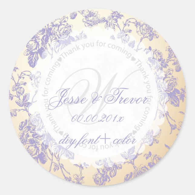 Sticker Rond PixDezines vintage toile/violet (Devant)