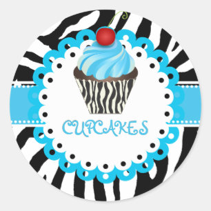 Sticker Rond PixDezines zebra+cupcake/do-it-yourself couleur