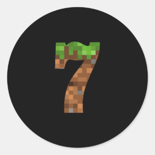 Sticker Rond Pixel 7 ans Anniversaire Numéro Sept 7 Ans 7ème Vi