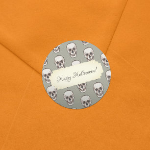 Sticker Rond Pixel Art Gothique Éffrayant Motif crâne