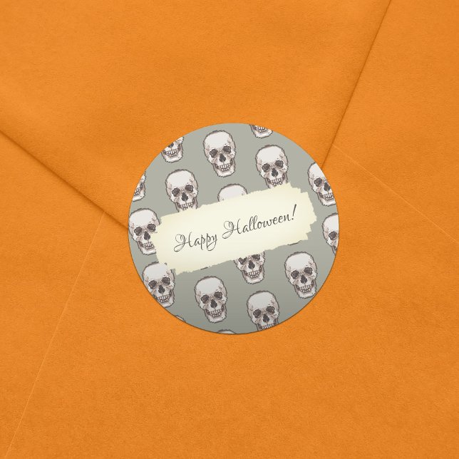 Sticker Rond Pixel Art Gothique Éffrayant Motif crâne (Créateur téléchargé)