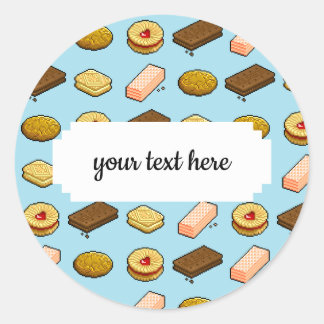 Sticker Rond Pixel Art savoureux Cookie Biscuit Motif