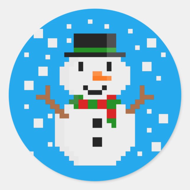 Sticker Rond Pixel Art SNOWMAN (Devant)