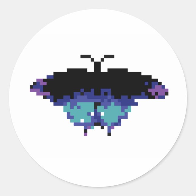Sticker Rond Pixel Butterfly (Devant)