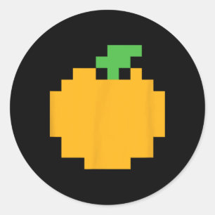 Sticker Rond Pixel Orange Jeu Vidéo Années 80 Halloween Facile 