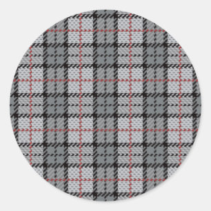 Sticker Rond Pixel Plaid à Grey with Red Stripe