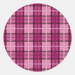 Sticker Rond Pixel Plaid_Magenta-Noir