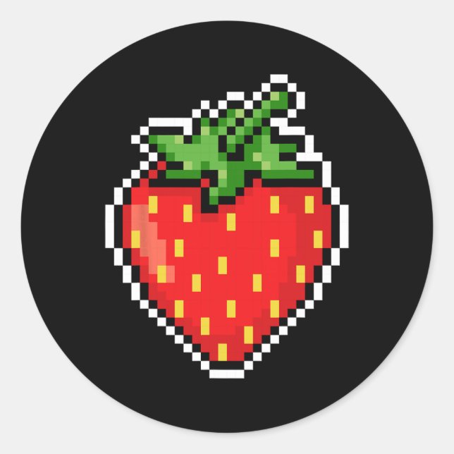 Sticker Rond Pixel Strawberry 80s Jeu Vidéo Halloween  (Devant)