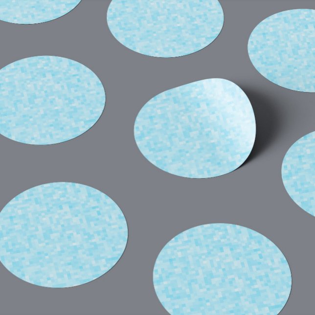 Sticker Rond Pixellisation Mosaïque Bleue (Créateur téléchargé)