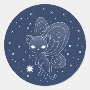 Sticker Rond Pixie Chat - Fée Ailes Kitty