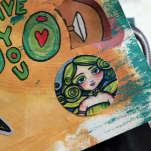 Sticker Rond Pixie nature verte