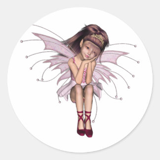 Sticker Rond Pixie rose 3D 3