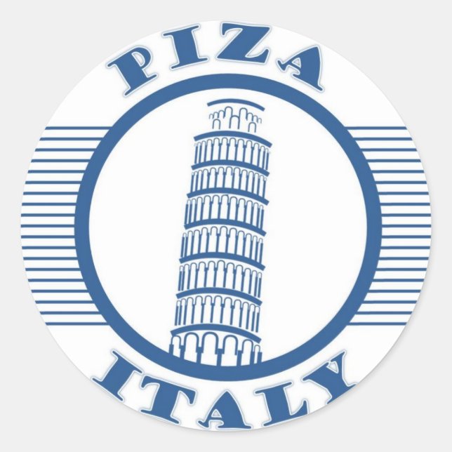STICKER ROND PIZA ITALIE BLEU (Devant)