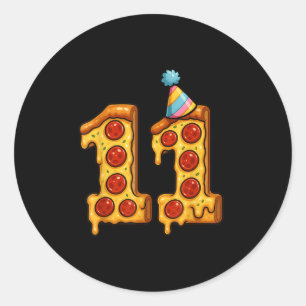 Sticker Rond Pizza 11e anniversaire 11 ans Vieux Casquette de p