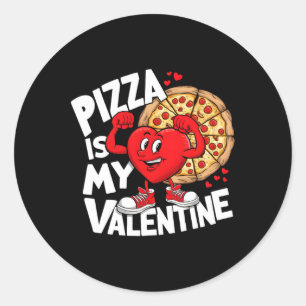 Sticker Rond Pizza alimentaire est mon Valentine Strong Heart m