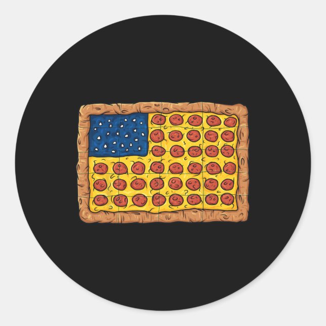 Sticker Rond Pizza American Drapeau 4 juillet Fun Food Boys Gir (Devant)