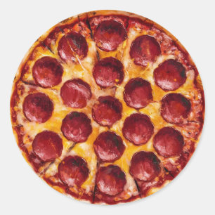 Sticker Rond Pizza au Pepperoni