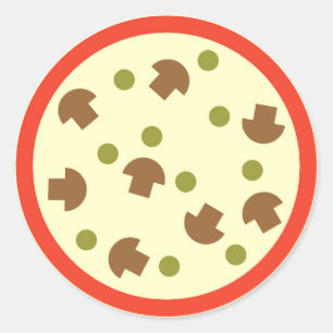 Sticker Rond Pizza aux champignons Olives Sauce tomate au froma