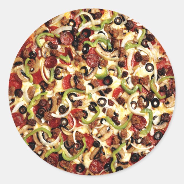 Sticker Rond Pizza aux oeuvres (Devant)