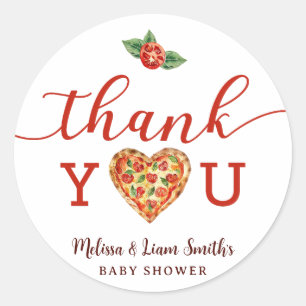 Sticker Rond Pizza Baby shower Merci Fête Favoriser