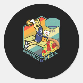Sticker Rond Pizza Basketball