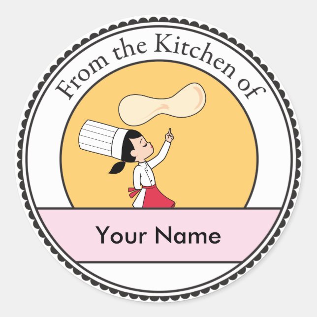 Sticker Rond Pizza Chef Art (Devant)