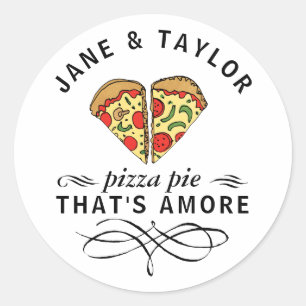 Sticker Rond Pizza d'amour personnalisée